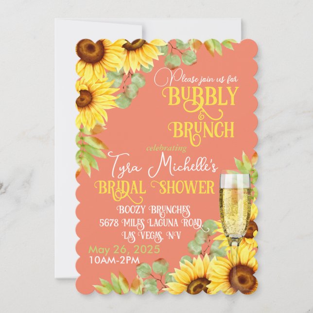 Sunflower Bubby & Brunch Bridal Shower Invitation (Front)