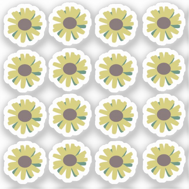 Sunflower Buds Botanical Floral Illustration Sticker (Front)