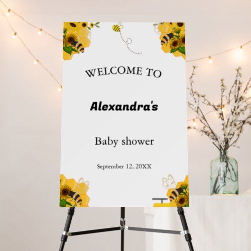 Sunflower  bumble bee baby shower welcome sign