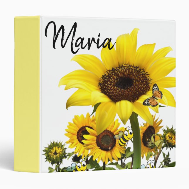 Sunflower Bumblebee Avery Binder (Front/Spine)