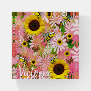Sunflower Bumblebee Butterfly Paperweight