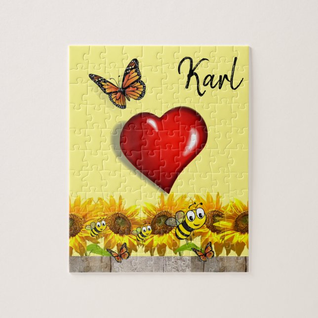 Sunflower Bumblebee Butterfly Puzzles (Vertical)