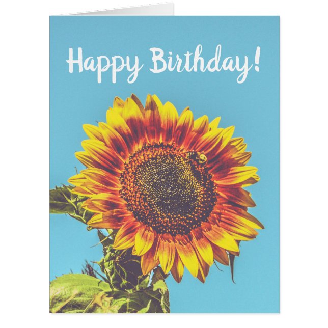 Sunflower & Bumblebee Custom Big Birthday Cards (Front)