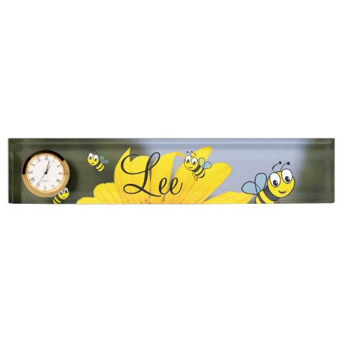 Sunflower Bumblebee Desk Nameplate