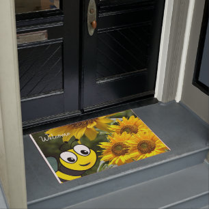 Sunflower Bumblebee Door Mat