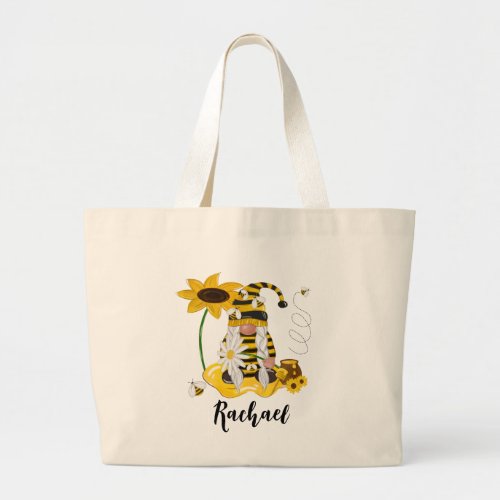 Sunflower Bumblebee Gnome Personalised Tote Bag