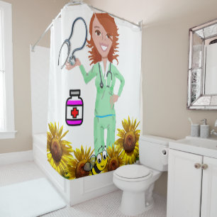 Sunflower Bumblebee Nurse Shower Curtain