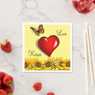 Sunflower Bumblebee Paper Napkins