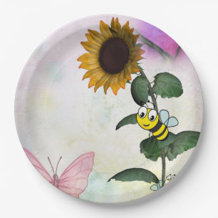 Sunflower Bumblebee Paper Plates