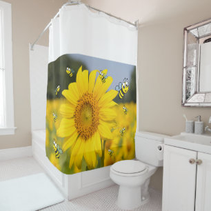 Sunflower Bumblebee Shower Curtain