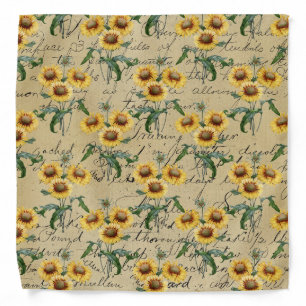 Sunflower Bunches and Cursive Bandana