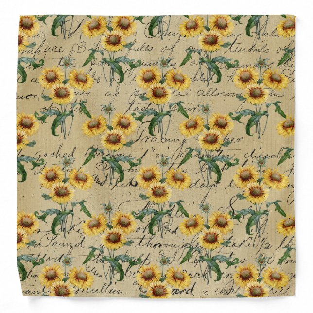 Sunflower Bunches and Cursive Bandana (Front)