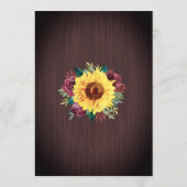 Sunflower Burgundy Floral Border Bridal Shower Invitation (Back)
