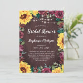 Sunflower Burgundy Floral Border Bridal Shower Invitation (Standing Front)