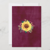 Sunflower Burgundy Floral Border Fall Wedding Invitation (Back)