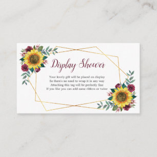 Sunflower Burgundy Geometric Bridal Display Shower Enclosure Card