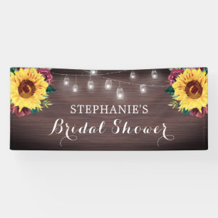 Sunflower Burgundy Rose Jars Wood Bridal Shower Banner