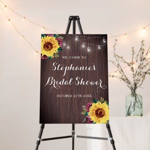 Sunflower Burgundy Rose Jars Wood Bridal Shower Foam Board