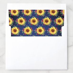 Sunflower Burgundy Rose Navy Blue Wedding Envelope Liner