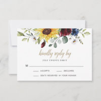 Sunflower Burgundy Roses Navy Blue Rustic Wedding