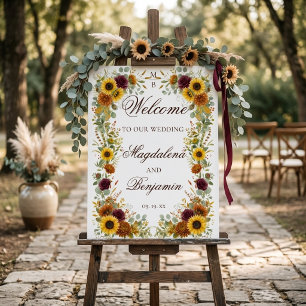 Sunflower Burgundy Roses Rust Fall Floral Wedding Foam Board