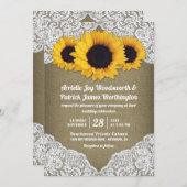 Sunflower Burlap and Lace Wedding Invitations (Front/Back)