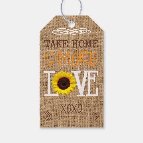 Sunflower Burlap Fall Colors Take Home SMore Love Gift Tags