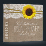 Sunflower Burlap & Lace Bridal Shower Recipe Binder<br><div class="desc">Rustic Sunflower Burlap & Lace Bridal Shower Recipe Card Binder.</div>