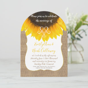 Sunflower Burlap Typography Wedding Invitation