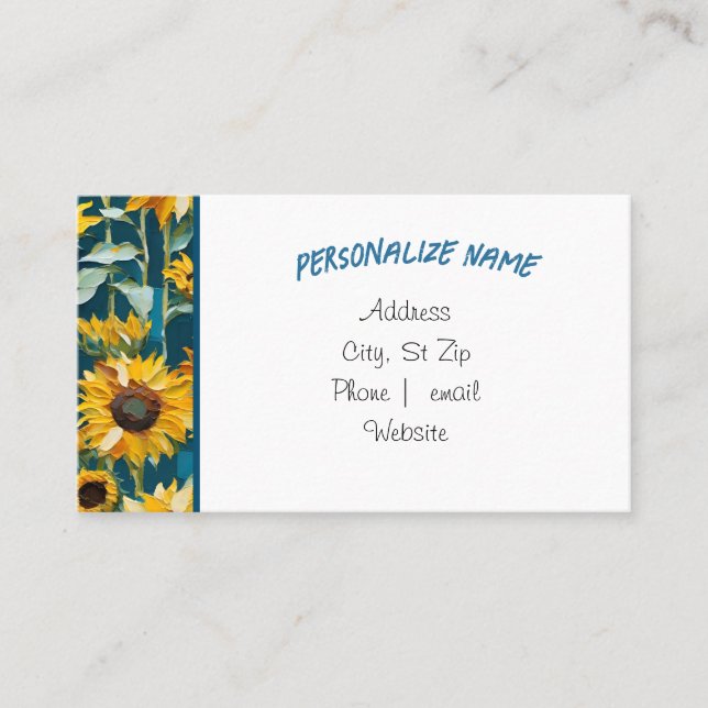Sunflower business Card, calling card. Business Card (Front)