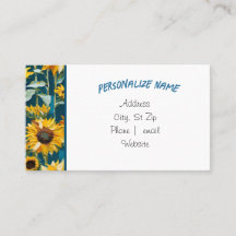 Sunflower business Card, calling card.