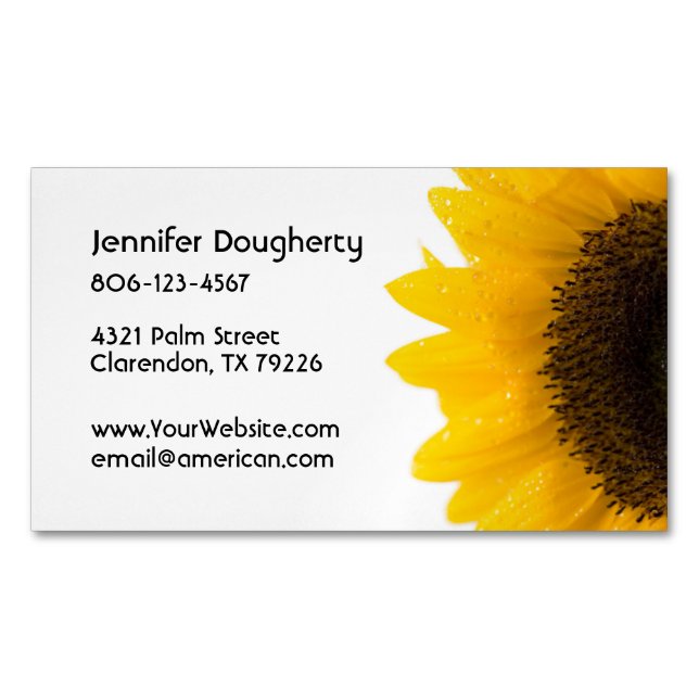 Sunflower Business Card Magnet (Front)