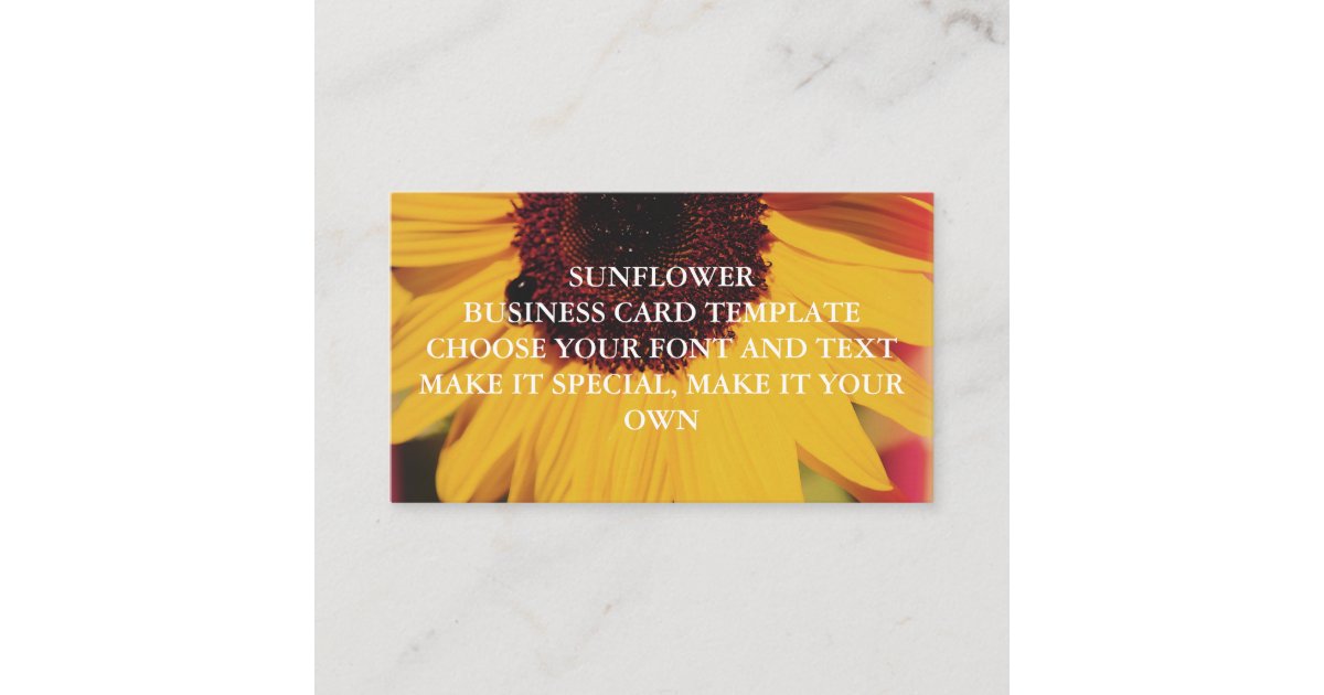 SUNFLOWER BUSINESS CARD TEMPLATE Zazzle