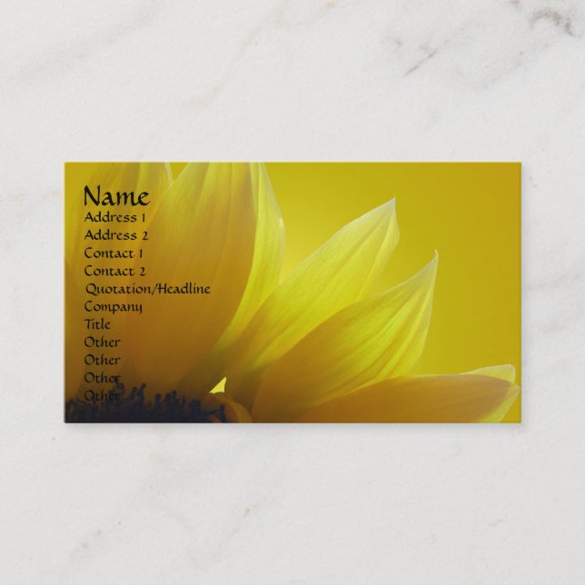 Sunflower Business Cards Personalize Business Card (Front)