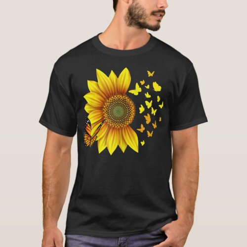 Sunflower Butterflies Design  T_Shirt