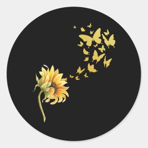 Sunflower Butterflies Positivity Butterfly Classic Round Sticker