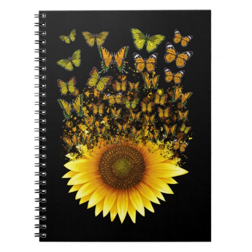 Sunflower Butterflies Women Girls Floral Butterfly Notebook