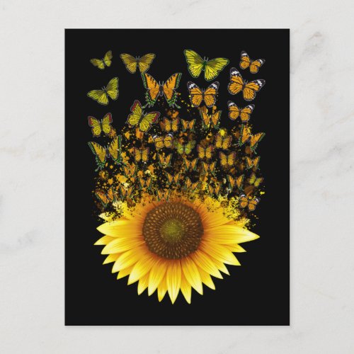 Sunflower Butterflies Women Girls Floral Butterfly Postcard