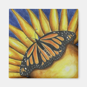 Sunflower Butterfly Art  Magnet