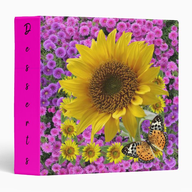 Sunflower Butterfly Avery Binder (Front/Spine)