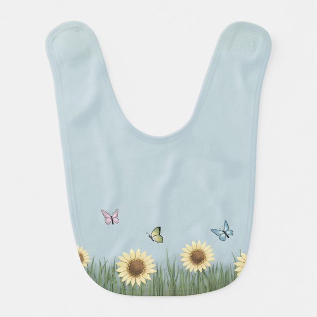 Sunflower Butterfly Baby Bib (Front)