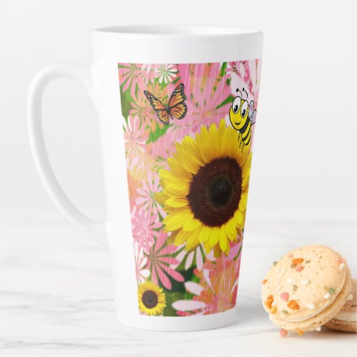 Sunflower Butterfly Bumblebee Latte Mug