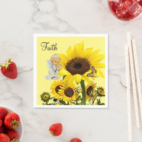 Sunflower Butterfly Bumblebee Paper Napkins