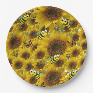 Sunflower Butterfly Bumblebee Paper Plates