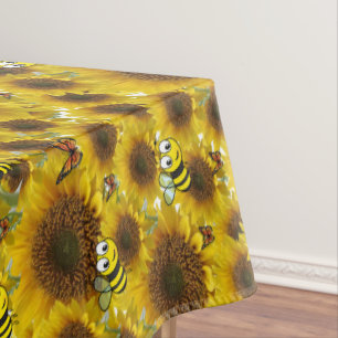 Sunflower Butterfly Bumblebee Tablecloth