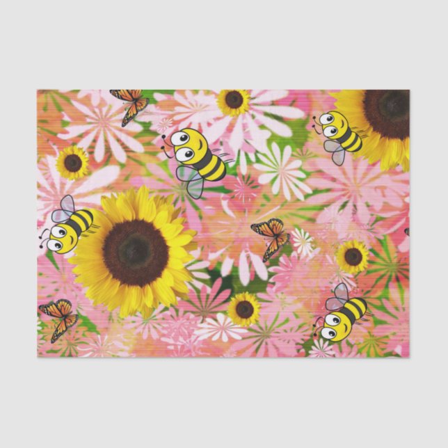 Sunflower Butterfly Bumblebee Tissue Paper (Front)