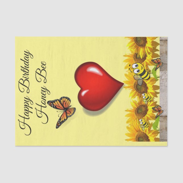 Sunflower Butterfly Bumblebee Tissue Paper (Front)