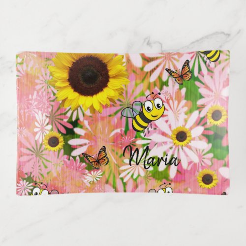 Sunflower Butterfly Bumblebee Trinket Tray