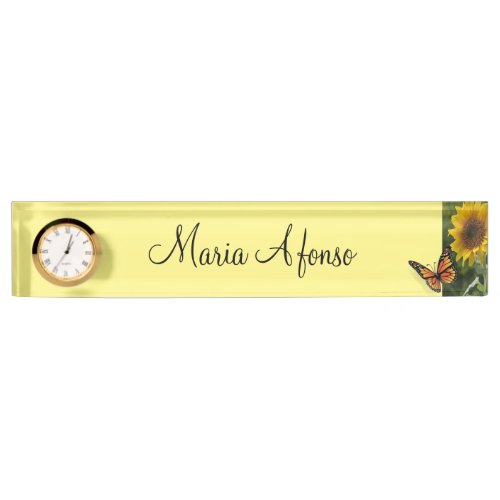 Sunflower Butterfly Desk Nameplate