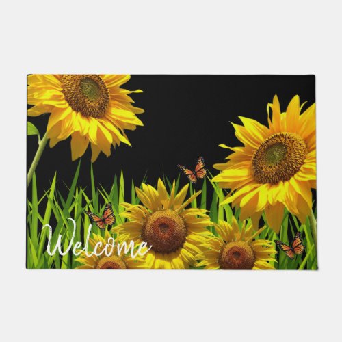 Sunflower Butterfly Door Mat